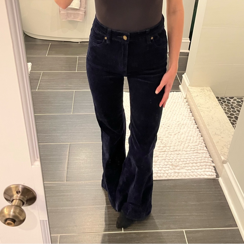 ROLLAS Navy Corduroy flare pants